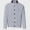 Button Front Cardigan With Suede Trim