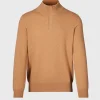 Cashmere Quarter Zip With Suede Trim