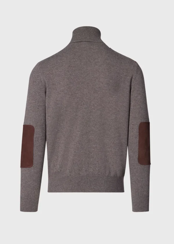 Cashmere Turtleneck With Suede Gun Patch