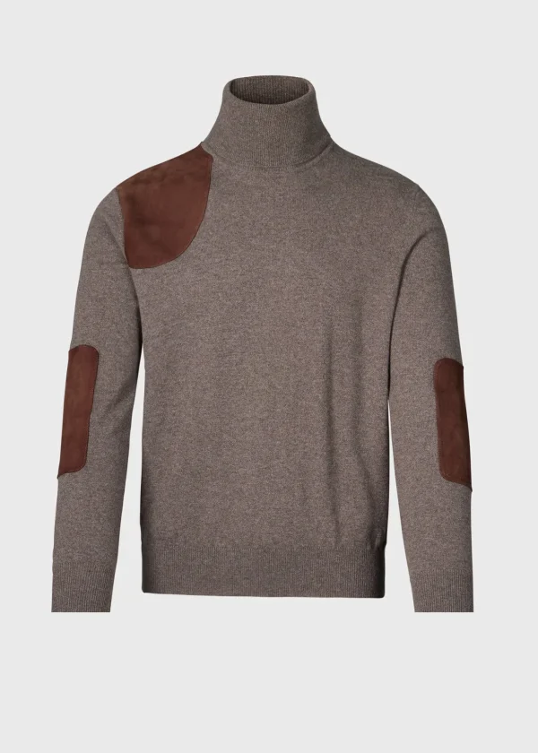 Cashmere Turtleneck With Suede Gun Patch