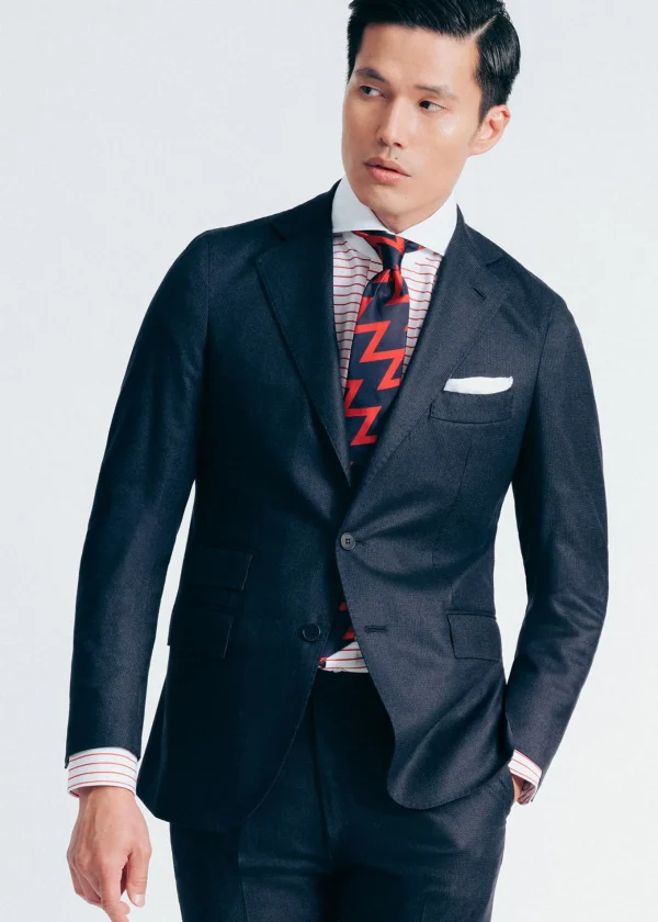Contrast Collar Horizontal Stripe Dress Shirt