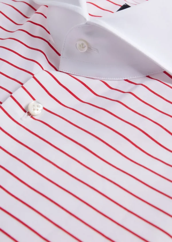 Contrast Collar Horizontal Stripe Dress Shirt