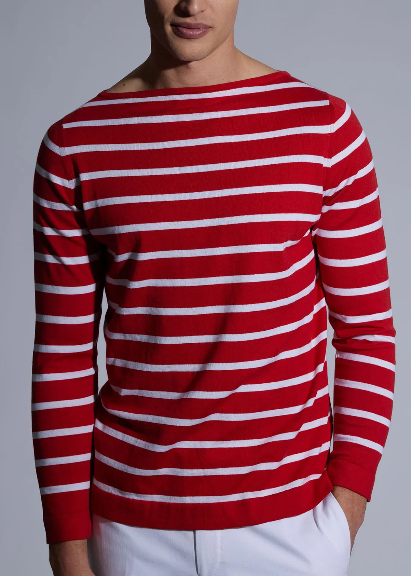cotton__cashmere_boat_nec_1.webp Cotton & Cashmere Boat Neck Stripe Pullover