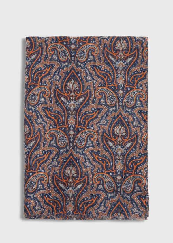 Cotton & Linen Paisley Print Scarf