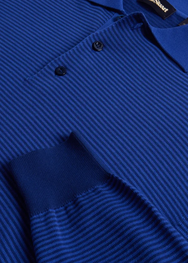 Cotton Stripe Long Sleeve Polo