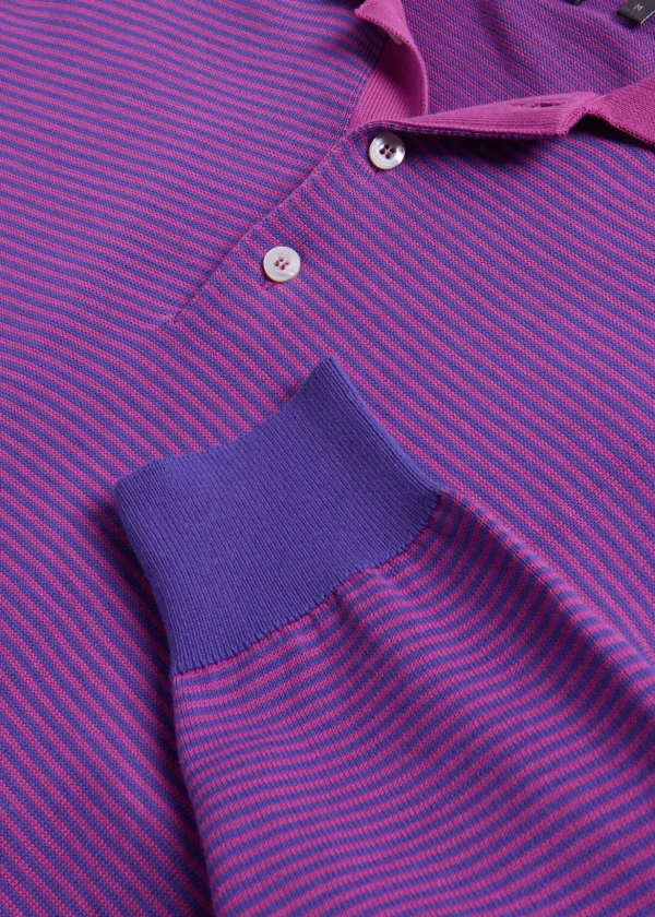 Cotton Stripe Long Sleeve Polo