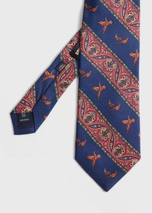 Deco Stripe And Bird Print Tie