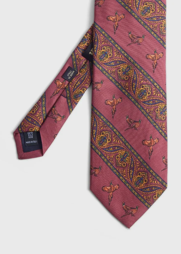 Deco Stripe And Bird Print Tie