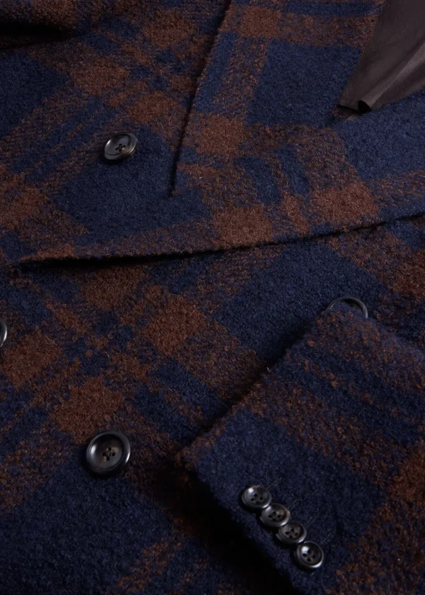 Double Breasted Boucle Plaid Coat