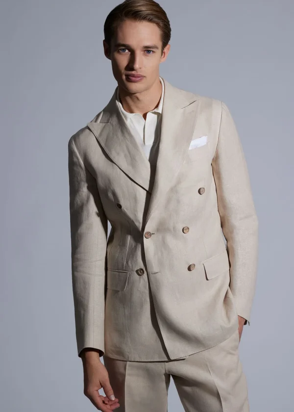 Double Breasted Linen Suit