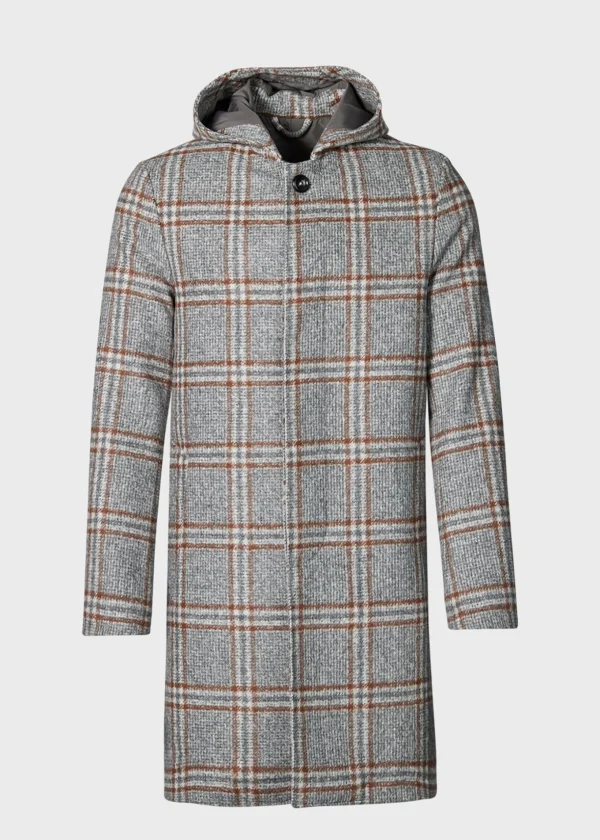 Hooded Plaid Coat