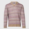 Linen Fair Isle V-neck Sweater