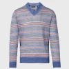 Linen Fair Isle V-neck Sweater