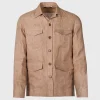 Linen Houndstooth Safari Jacket