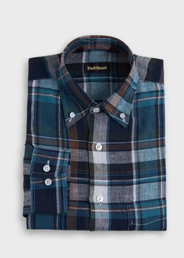 Linen Plaid Sport Shirt