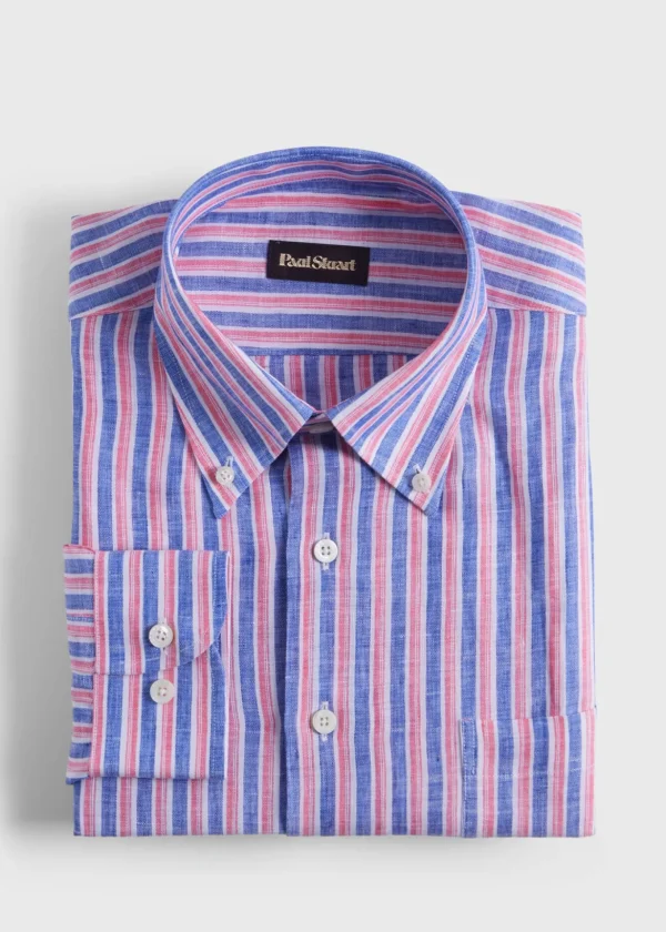 Linen Shadow Stripe Sport Shirt
