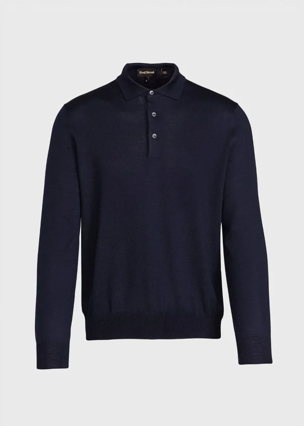 Long Sleeve Merino Wool Polo Shirt