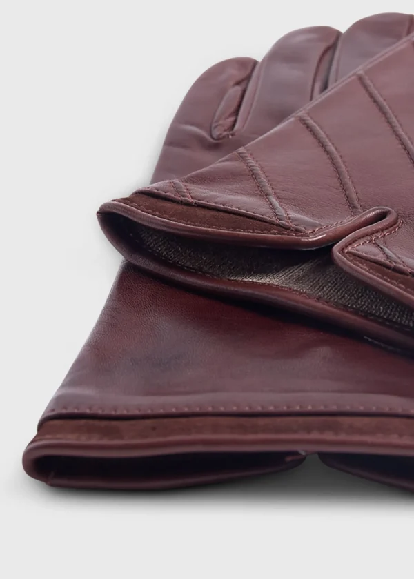 Nappa Leather Glove With Diagonal Stitching