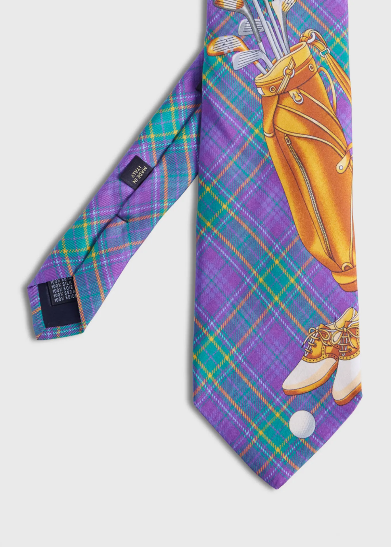 plaid_golf_bag_print_silk_0.webp Plaid Golf Bag Print Silk Tie
