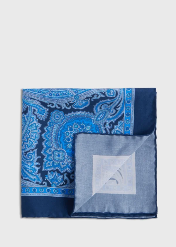 Printed Habotai Silk Paisley Pocket Square