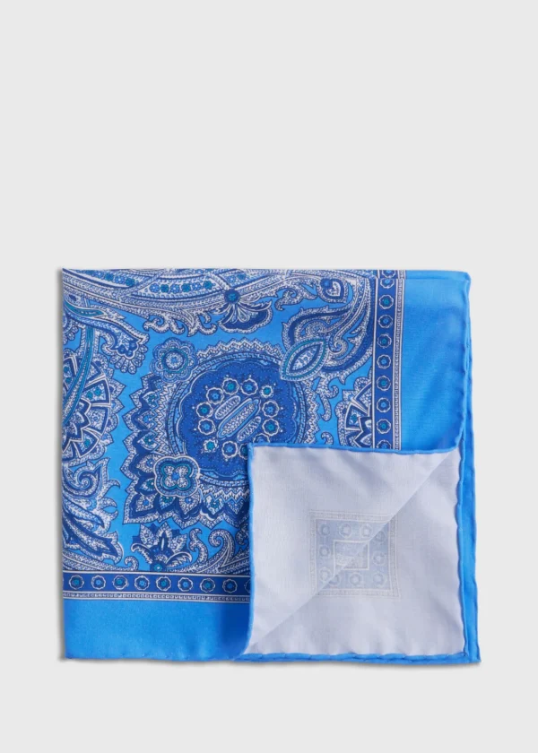 Printed Habotai Silk Paisley Pocket Square