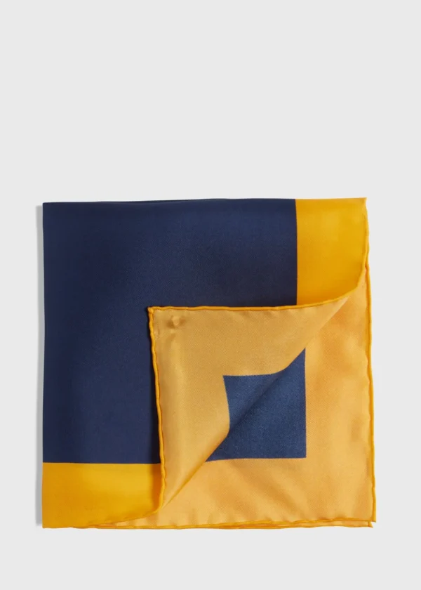 Printed Silk Color Block Pocket Square