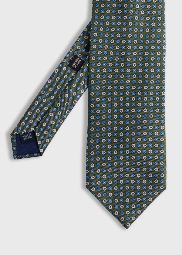 Printed Silk Floral Medallion Tie