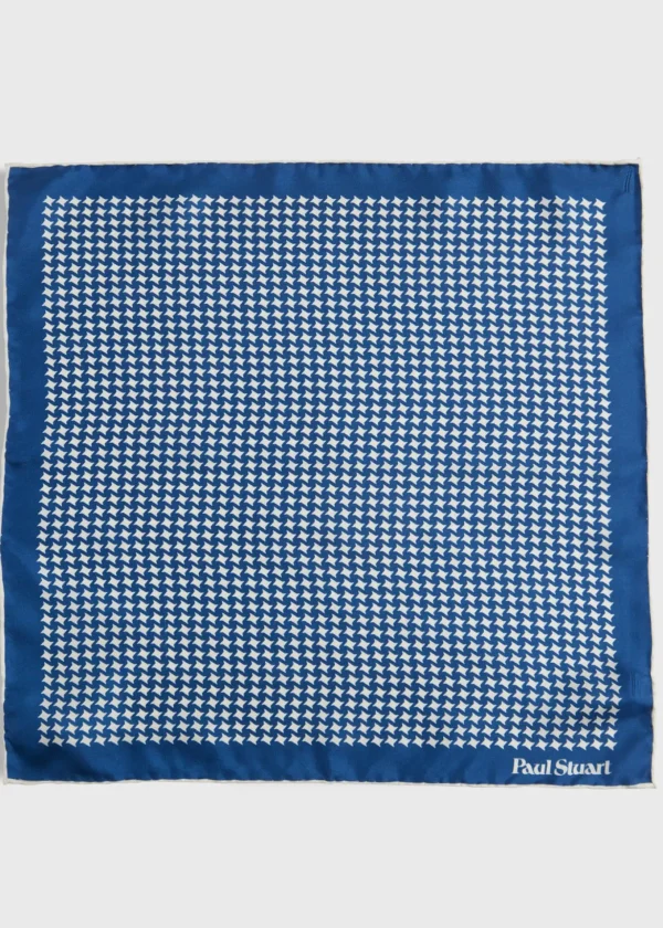 Printed Silk Houndstooth Pocket Square