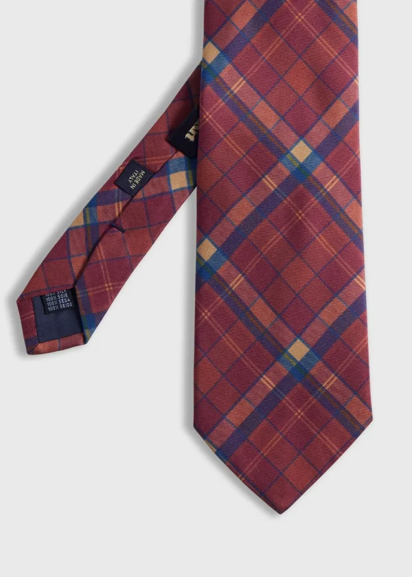 Printed Silk Madder Plaid Tie
