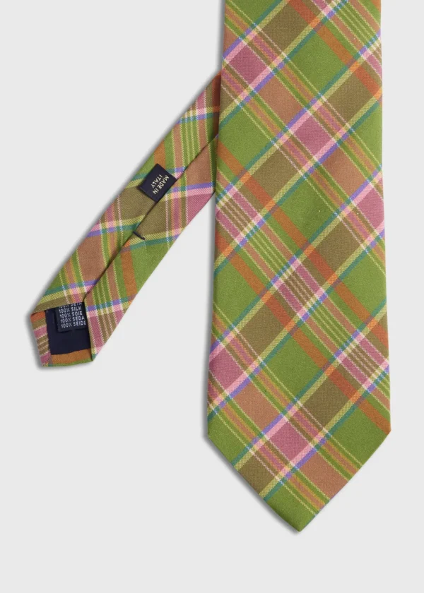 Printed Silk Plaid Tie