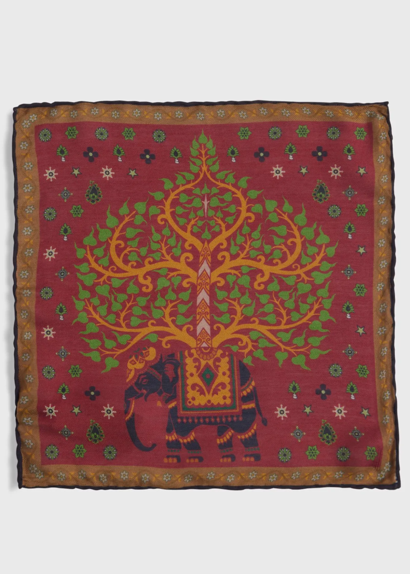 printed_tree_and_elephant_1.webp Printed Tree And Elephant Pocket Square