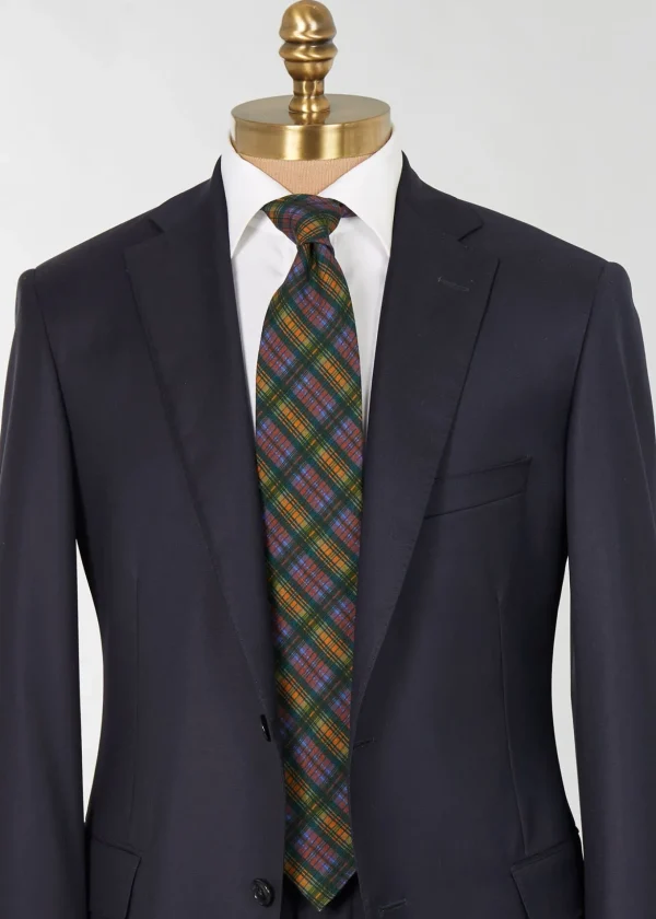 Printed Wool Plaid Tie