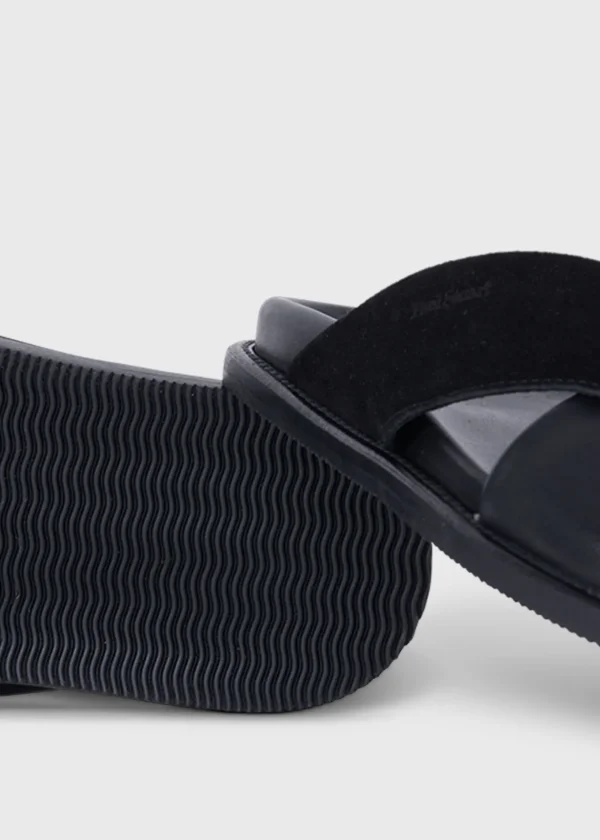Punta Leather & Suede Crossover Slide
