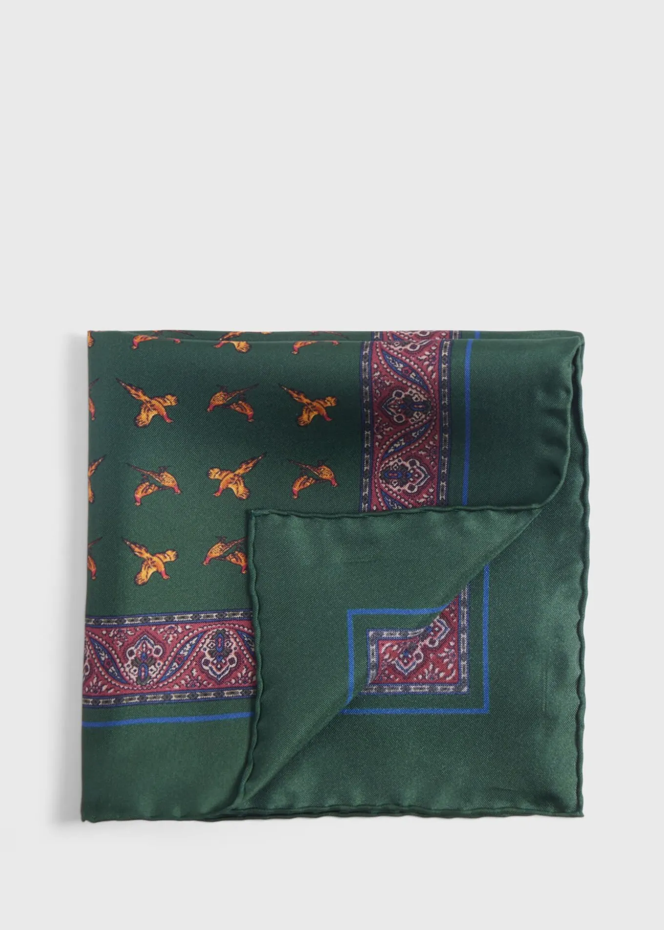 silk_deco_stripe_and_bird_0-2.webp Silk Deco Stripe And Bird Print Pocket Square