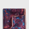 Silk Floral And Bird Print Pocket Square