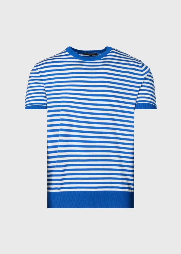 Stripe Knit Short Sleeve Crewneck