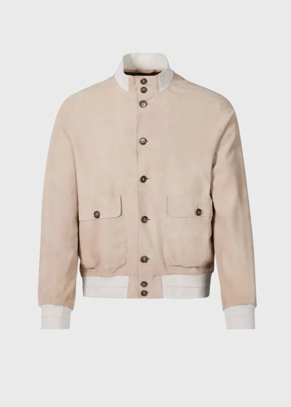Suede Button Front Blouson Jacket