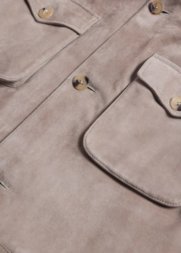 Suede Safari Vest With Shearling