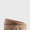 Textured Leather Belt With Silver Buckle