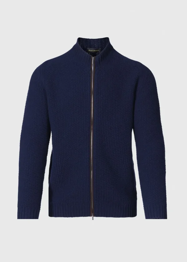 Textured Wool & Cashmere Full Zip Cardigan