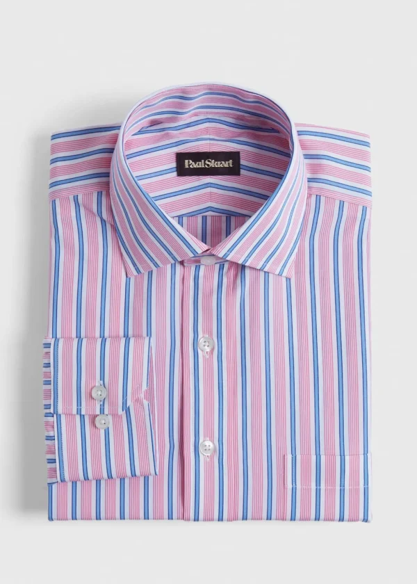Variegated Stripe Cotton Dress Shirt