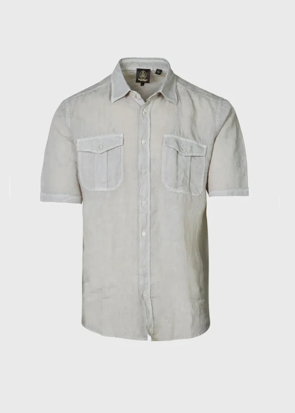 Washed Linen Military Style Shirt