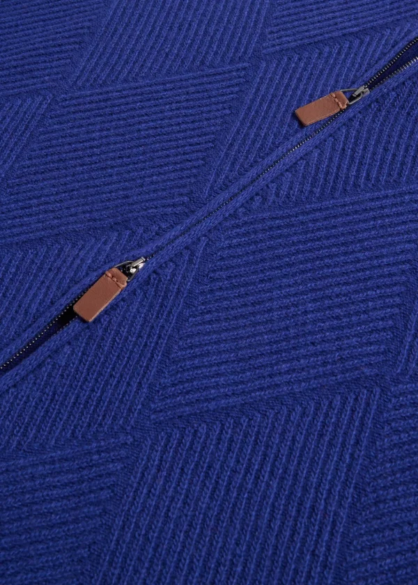 Wool And Cashmere Full Zip Jacquard Cardigan