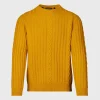 Wool Cable And Rib Crewneck Sweater