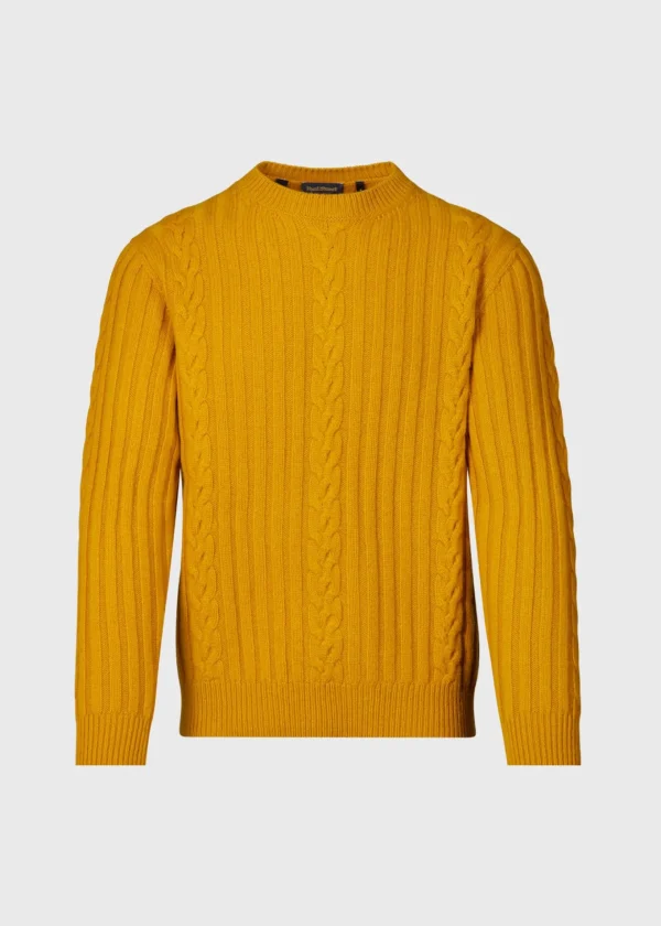 Wool Cable And Rib Crewneck Sweater