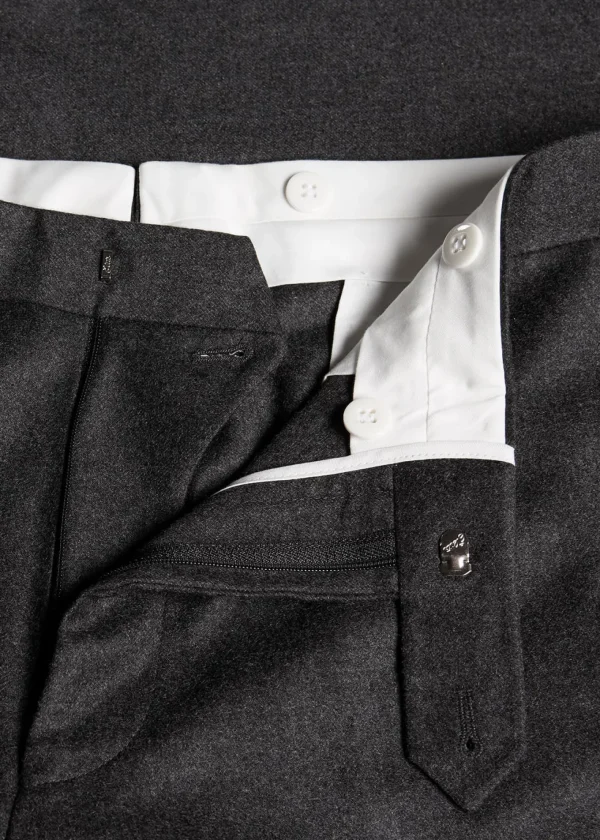 Wool Flannel Charcoal Trouser